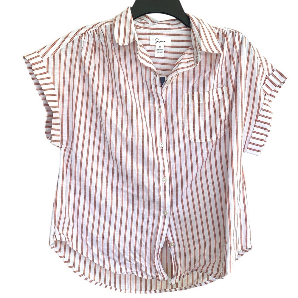 Japna Striped Button-Up Shirt - Red and White